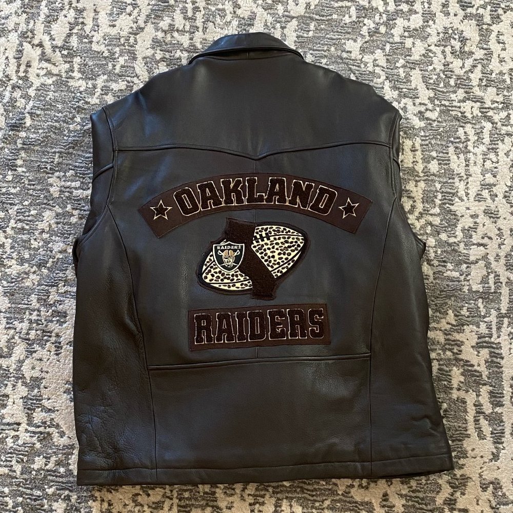 Oakland Raiders Leather Jacket VINTAGE G-III & Carl Banks NFL Size XL - Picture 2 of 11